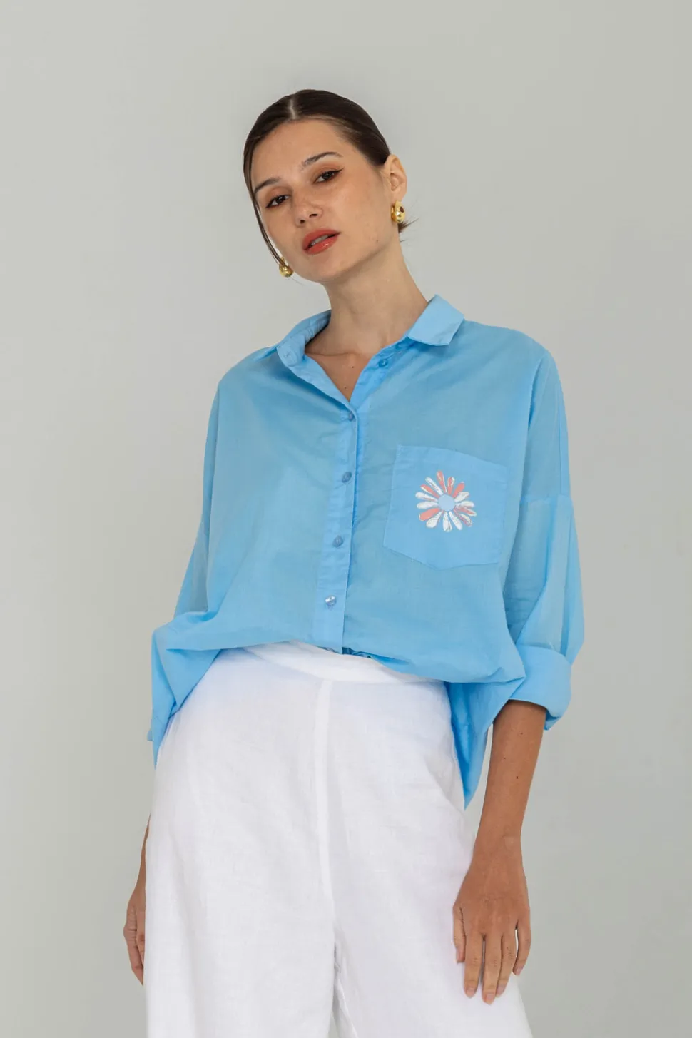 Defiant Shirt - Blue with Peppa Hart Flower