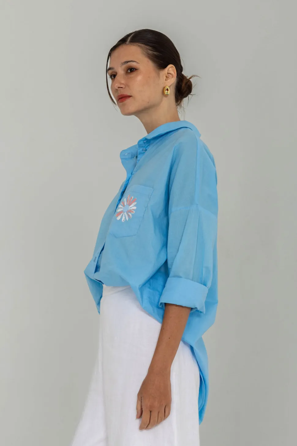 Defiant Shirt - Blue with Peppa Hart Flower