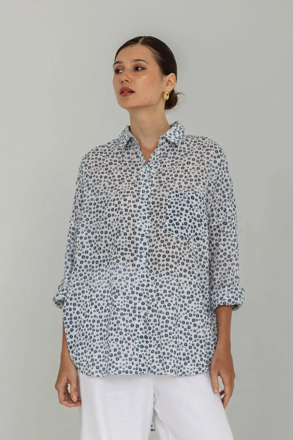 Defiant Shirt - Ivory with Dark Sky/Blueberry Bliss/Black Mini Peppa Hart Floral