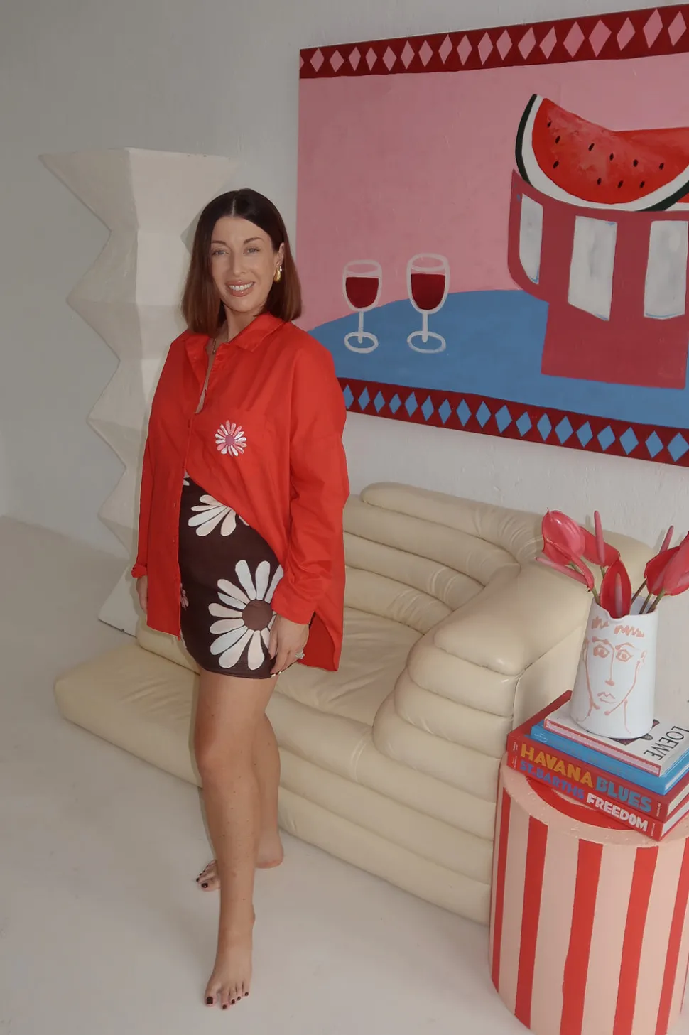 Defiant Shirt - Red with Peppa Hart Flower