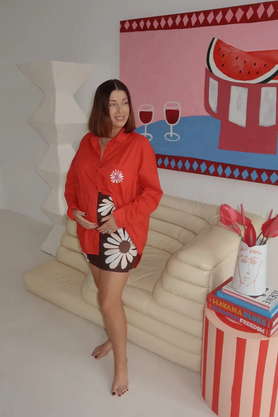 Defiant Shirt - Red with Peppa Hart Flower