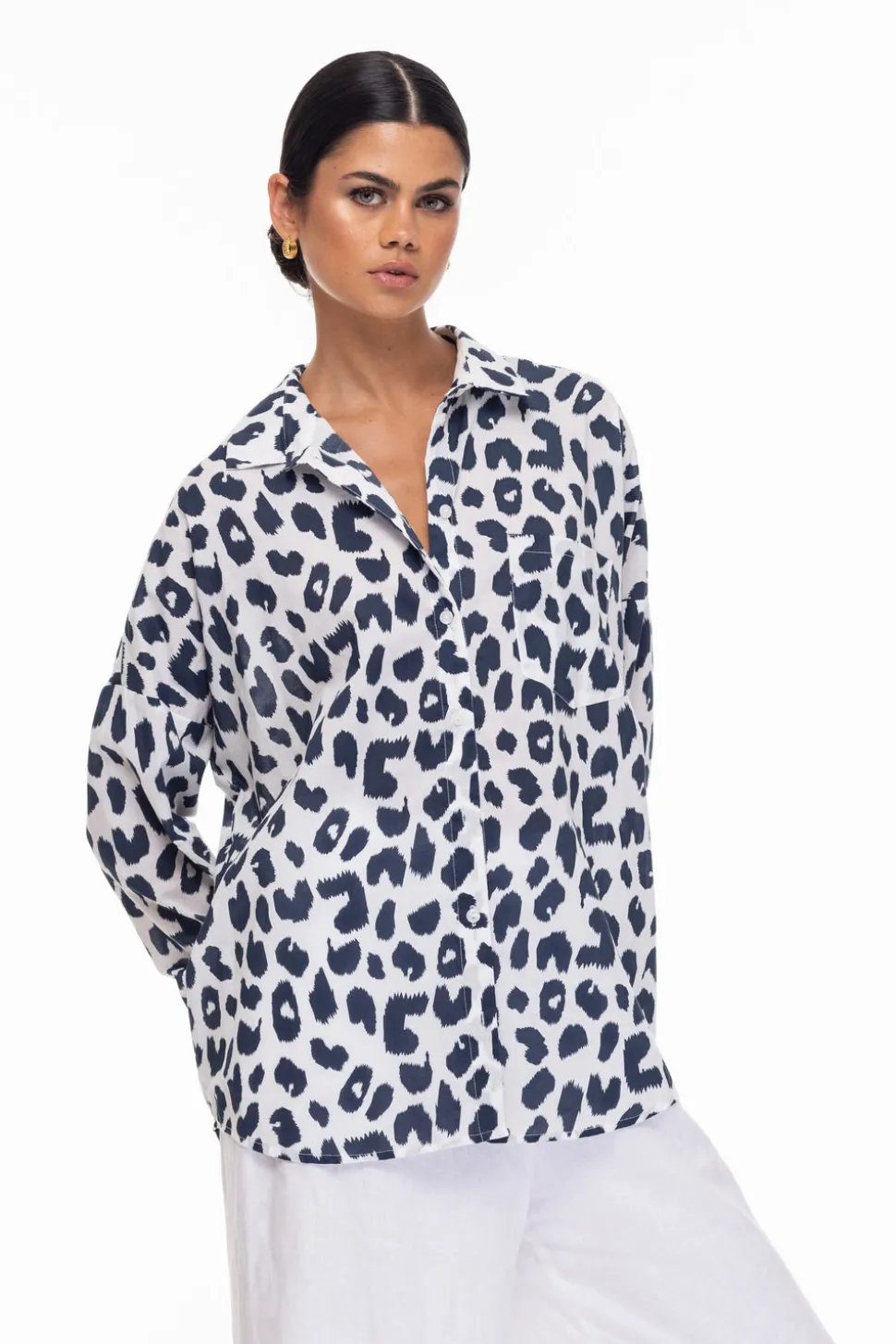 Defiant Shirt - Exclusive Ivory/Midnight Leopard Print