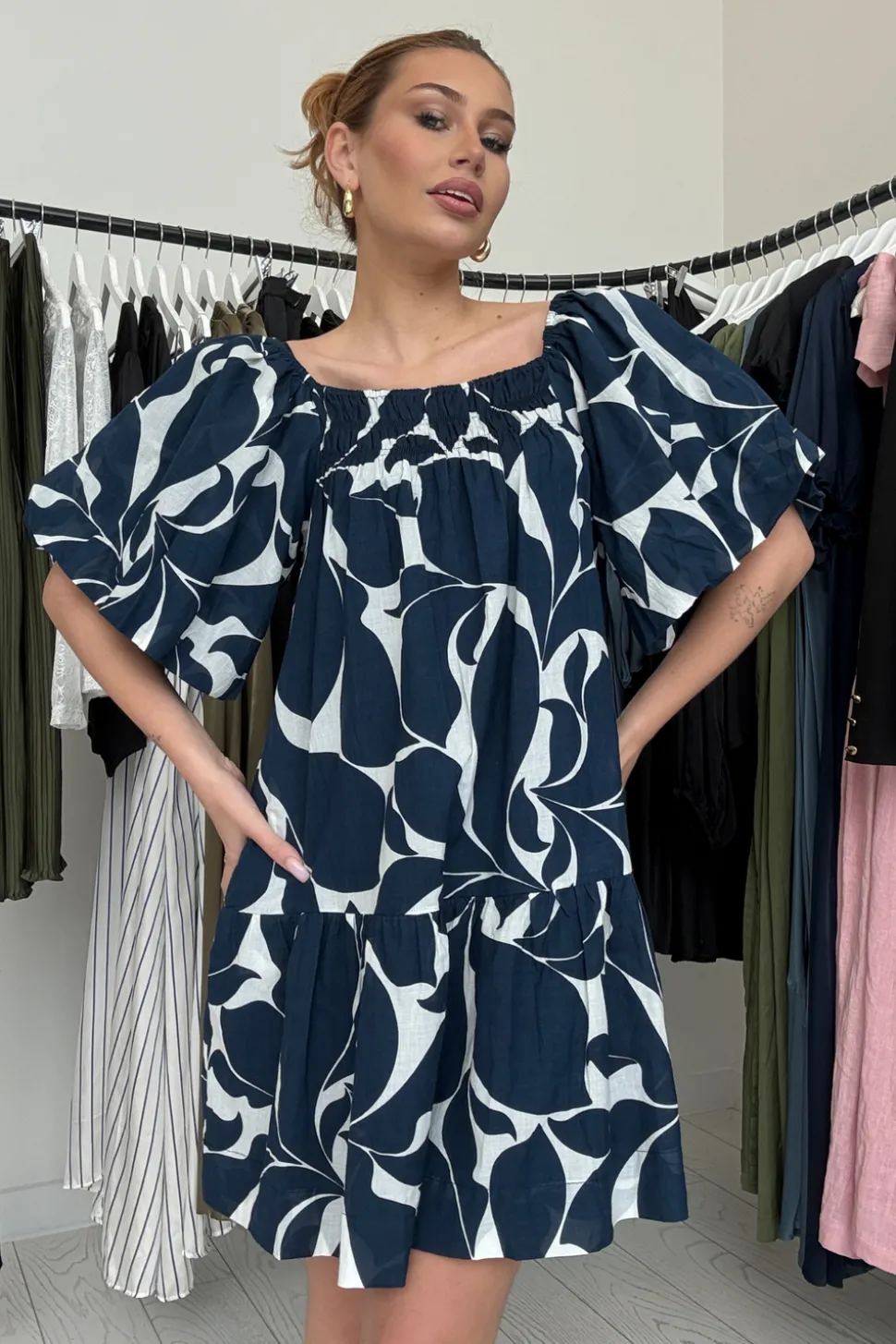 Everest Dress - Blue/White Floral Print