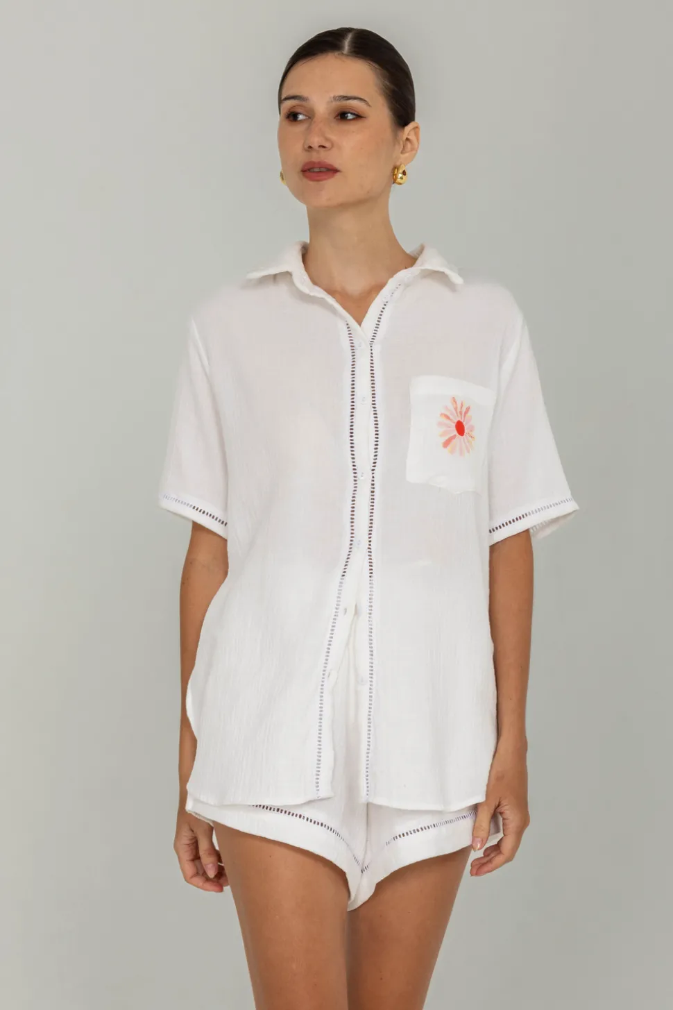 Felix Shirt - Ivory with Pink Peppa Hart Flower