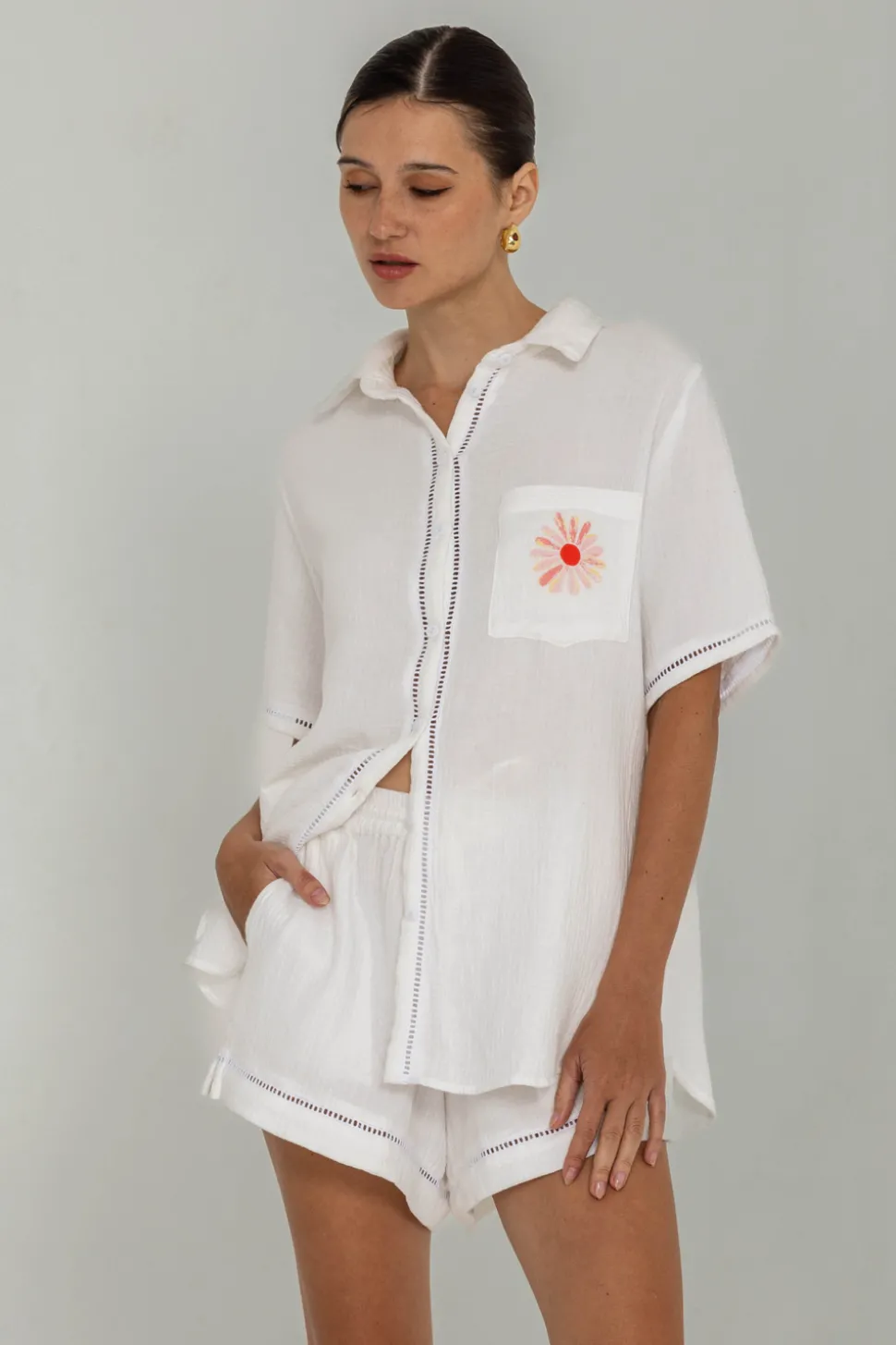 Felix Shirt - Ivory with Pink Peppa Hart Flower