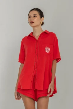 Felix Shirt - Red with Peppa Hart Flower