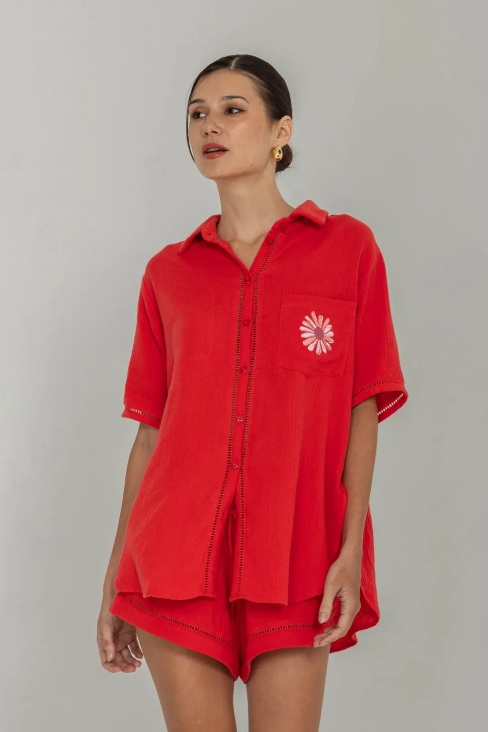Felix Shirt - Red with Peppa Hart Flower