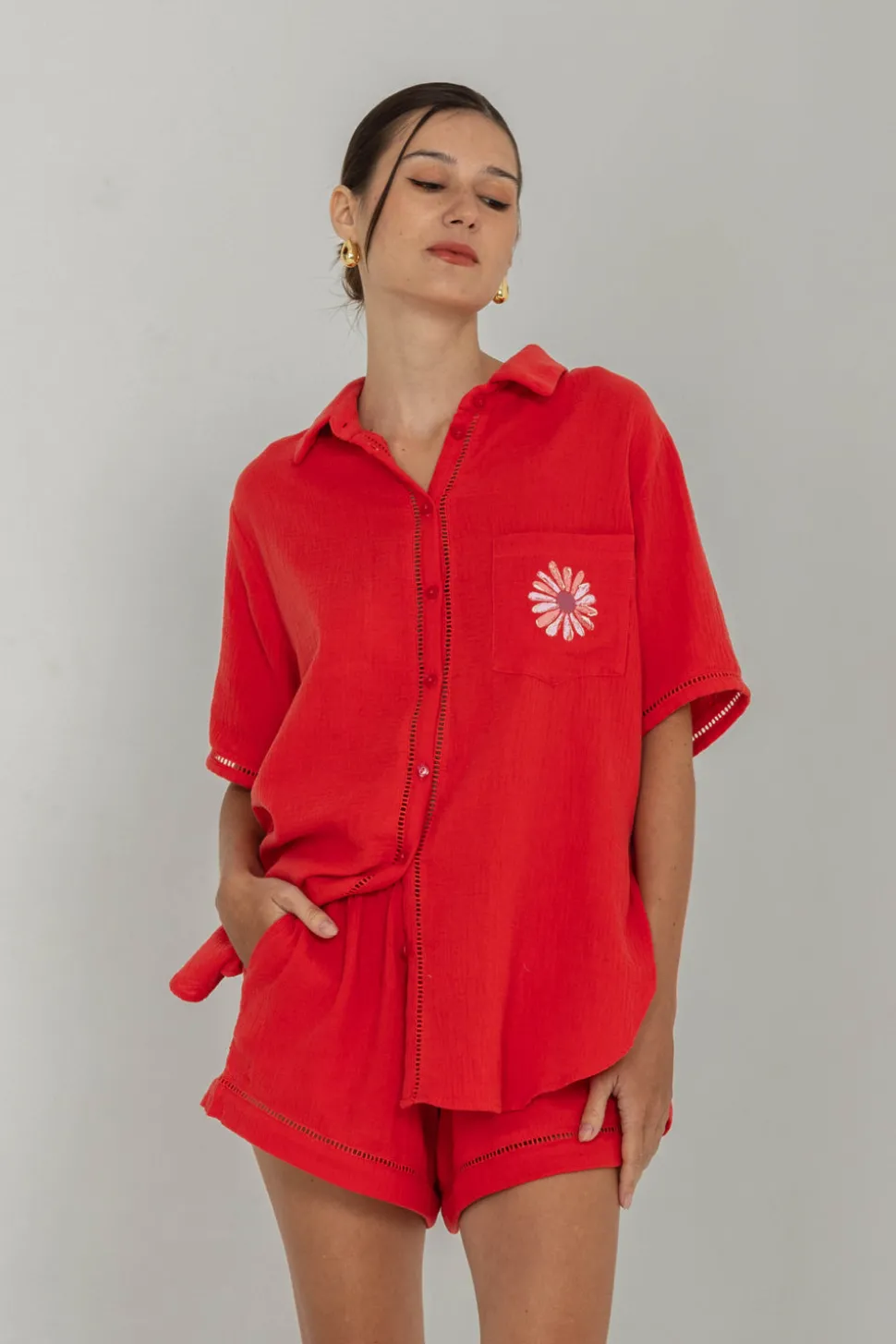 Felix Shirt - Red with Peppa Hart Flower