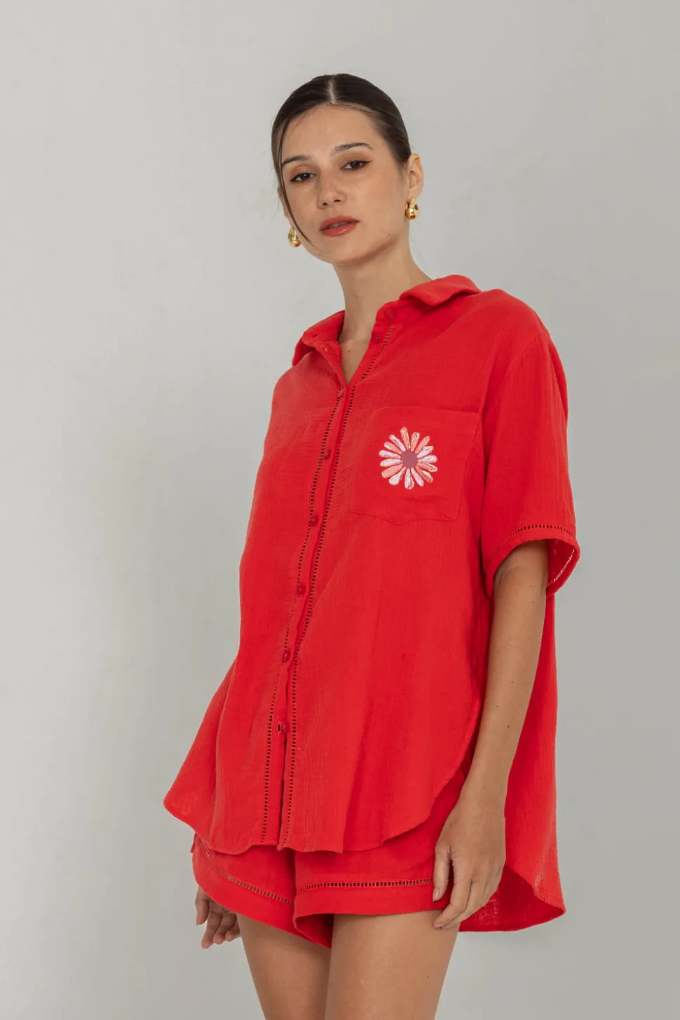 Felix Shirt - Red with Peppa Hart Flower