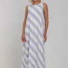 Finally Here Dress - Blueberry Bliss/Ivory Diagonal Stripe