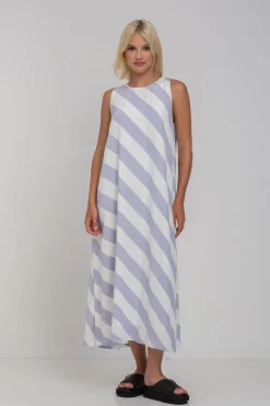 Finally Here Dress - Blueberry Bliss/Ivory Diagonal Stripe