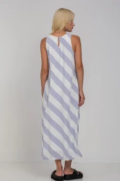 Finally Here Dress - Blueberry Bliss/Ivory Diagonal Stripe