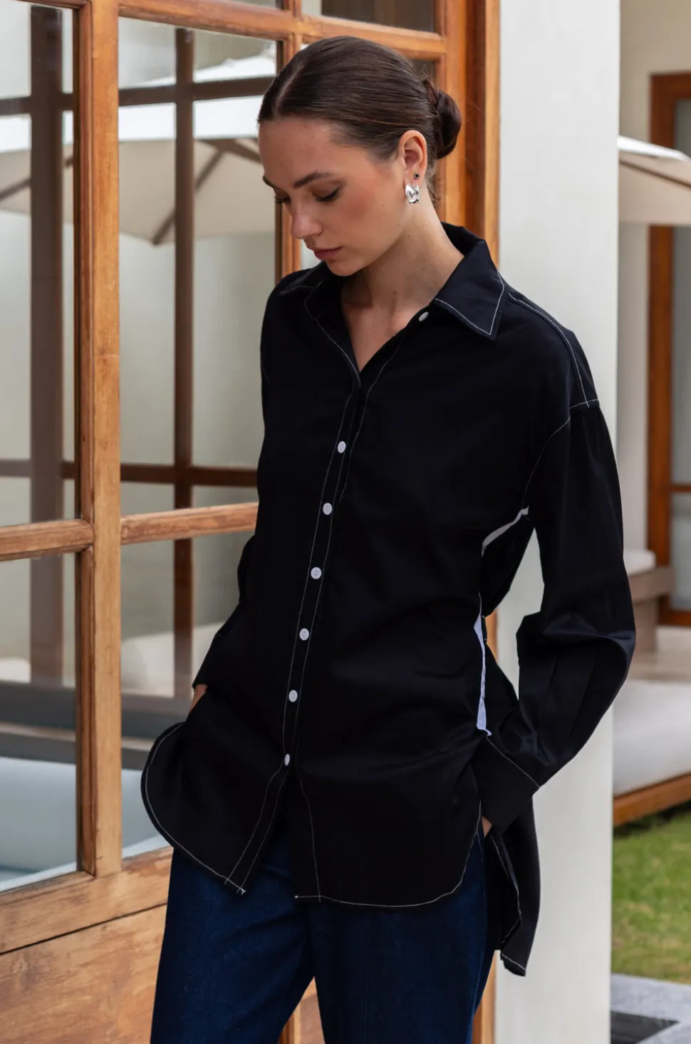 Find My Luck Shirt - Black with White Contrast