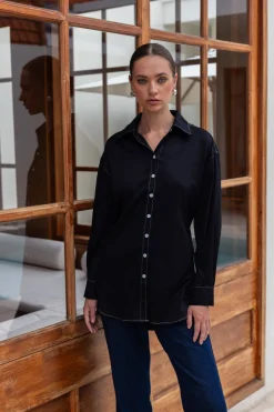 Find My Luck Shirt - Black with White Contrast
