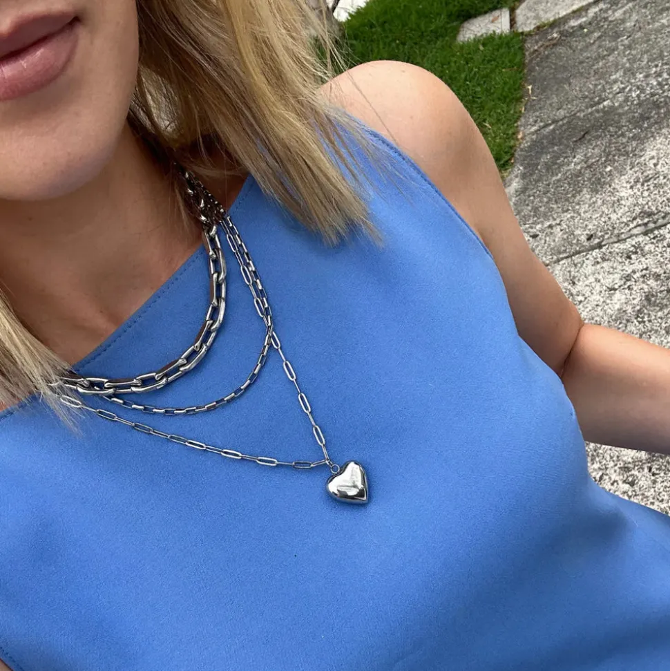 GIMME - Ella Puffy Heart Necklace - Silver