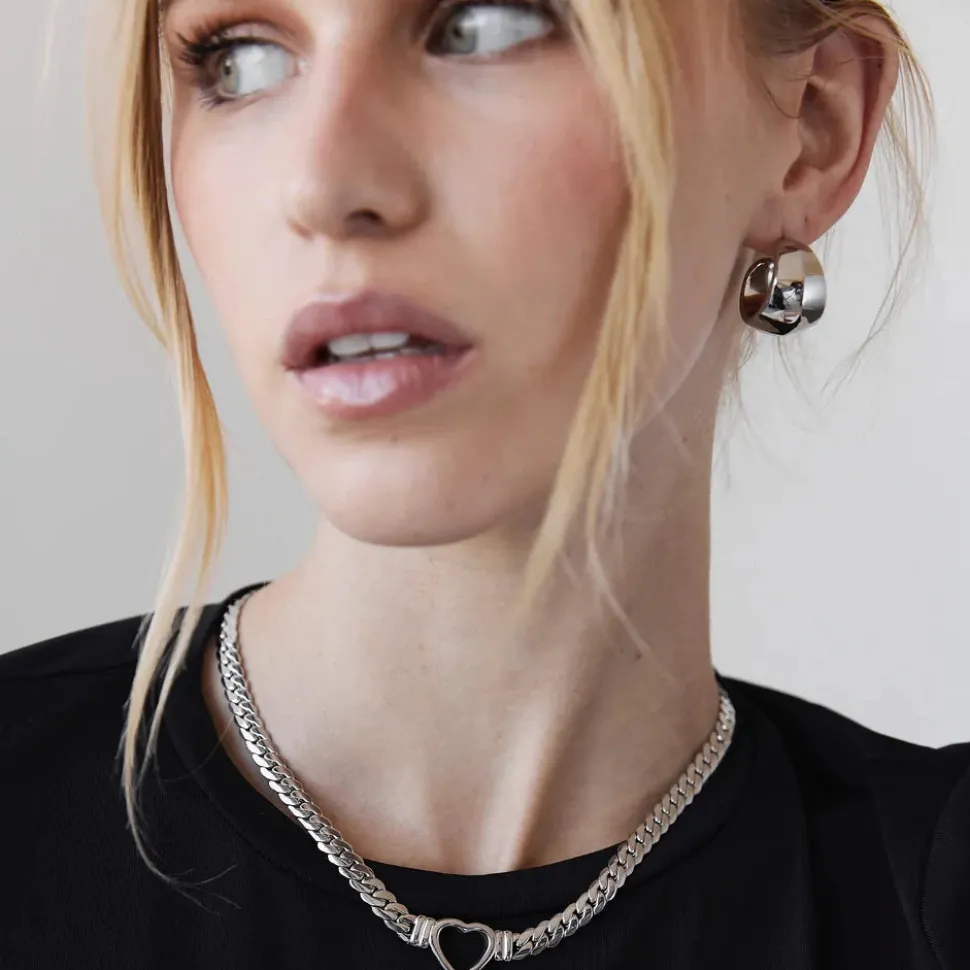 GIMME - Piper Chunky Silver Hoop Earrings