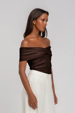 H25/1354 Butterfly Feelings Top - Chocolate