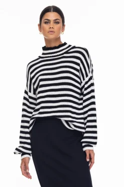 Hold Me Back Jumper - Black/Ivory Stripe