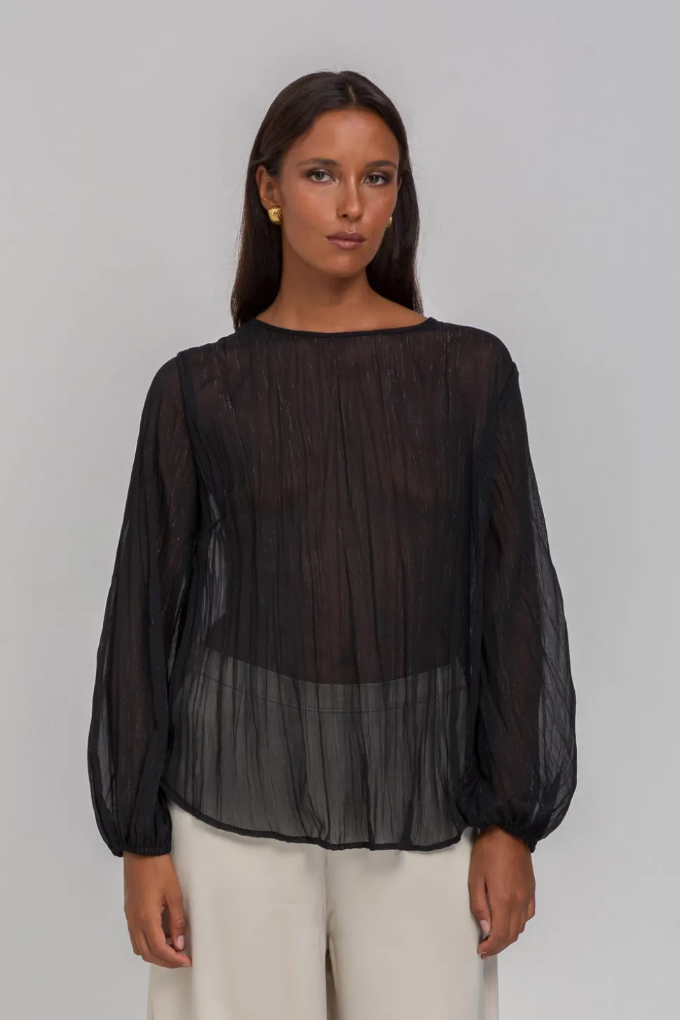 Ingrid Top - Black/Silver Lurex