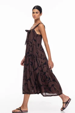 Kiss Me Again Dress - Black/Chocolate Floral Print