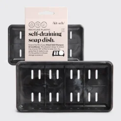 Kitsch Recycled Plastic Self Draining Soap Dish - Black