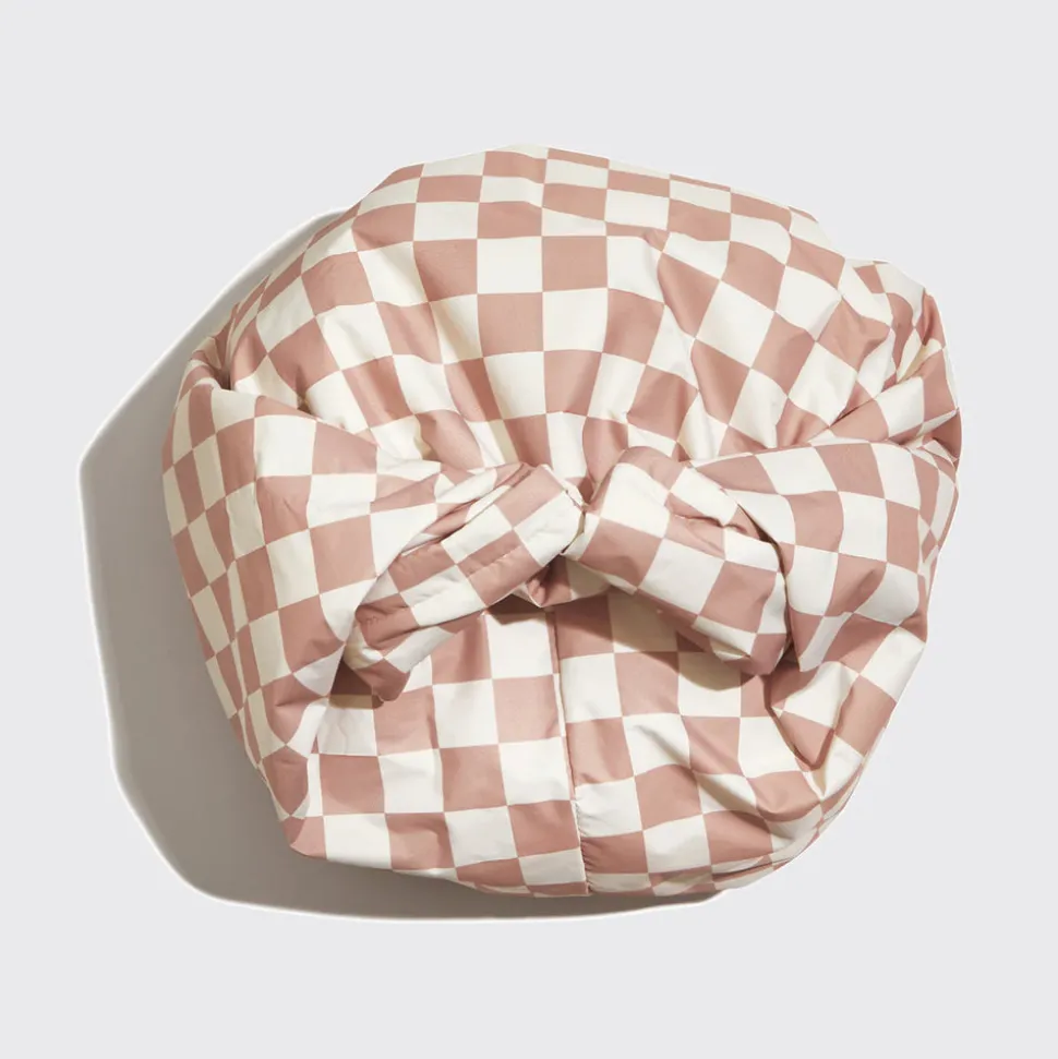 Kitsch Satin Lined Flexi Shower Cap - Terracotta Checker