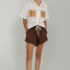 Luca Short - Chocolate with White Topstitching