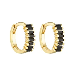 Porter Jewellery - Gemini Huggies - Gold/Onyx