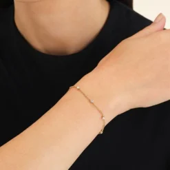 Rosefield Triple Crystal Dot Chain Bracelet - Gold