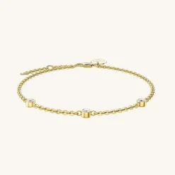 Rosefield Triple Crystal Dot Chain Bracelet - Gold