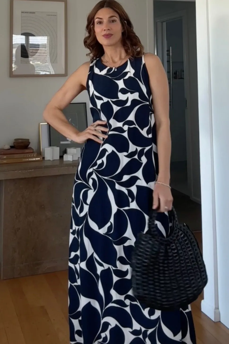 S25/50663 Finally Here Dress - Blue/White Floral Print