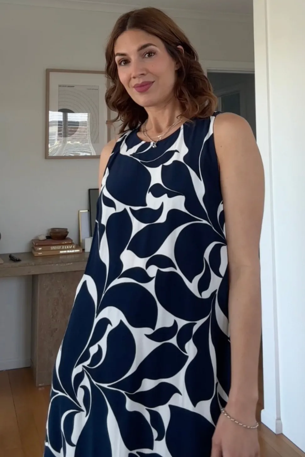 S25/50663 Finally Here Dress - Blue/White Floral Print