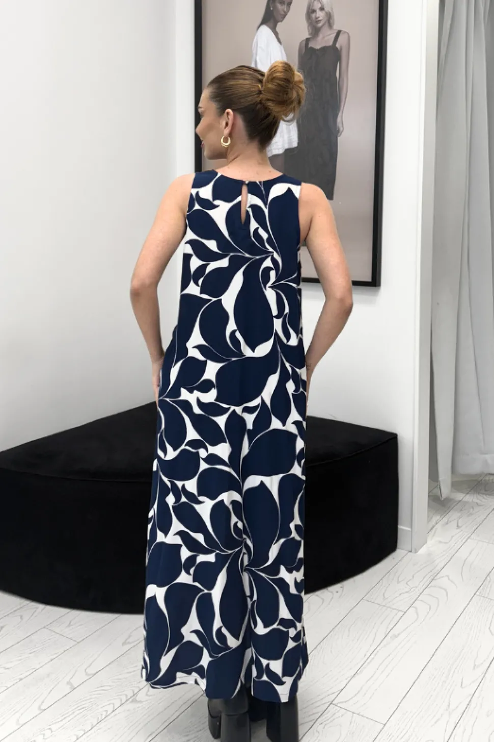 S25/50663 Finally Here Dress - Blue/White Floral Print