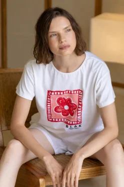 Say So Tee - White with Pink/Red Peppa Hart Flower