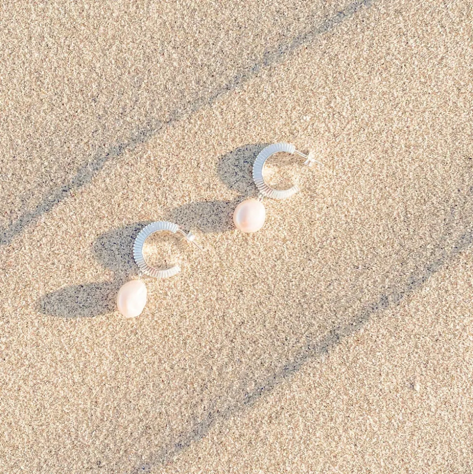 Silver Linings - Aada Pearl Hoops - Silver