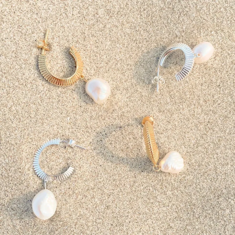 Silver Linings - Aada Pearl Hoops - Silver