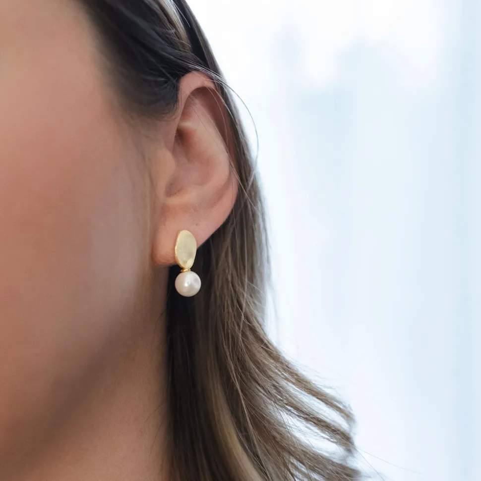 Silver Linings - Miro Pearl Earrings - Gold