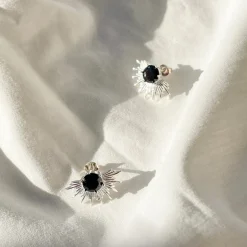 Silver Linings - Solace Earrings - Silver/Garnet