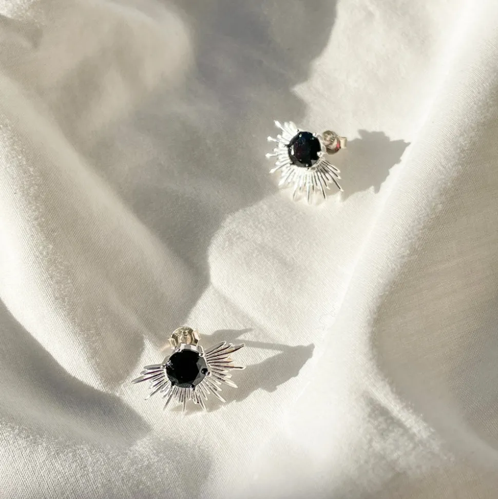 Silver Linings - Solace Earrings - Silver/Garnet