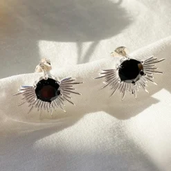 Silver Linings - Solace Earrings - Silver/Garnet