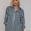 Two Makes One Shirt - White/Black/Green Stripe