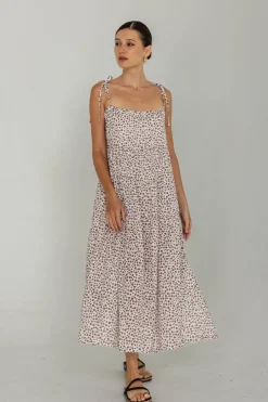When Time Stood Still Dress - Choc with White/Alyssa Nude/Black Mini Peppa Hart Floral