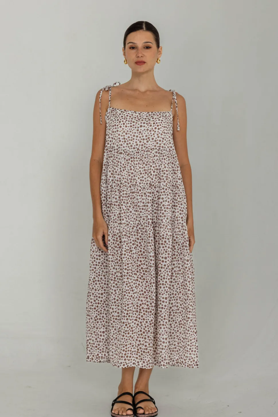 When Time Stood Still Dress - Choc with White/Alyssa Nude/Black Mini Peppa Hart Floral